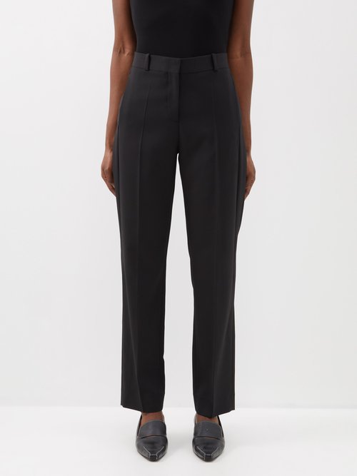 Toteme - Mid-rise Slim-leg Recycled-fibre Blend Trousers - Womens - Black