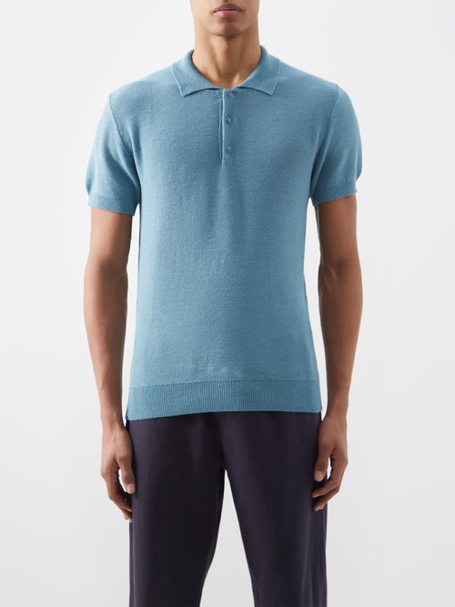 A.P.C. - Fred Mesh-knit Jersey Polo Shirt - Mens - Blue