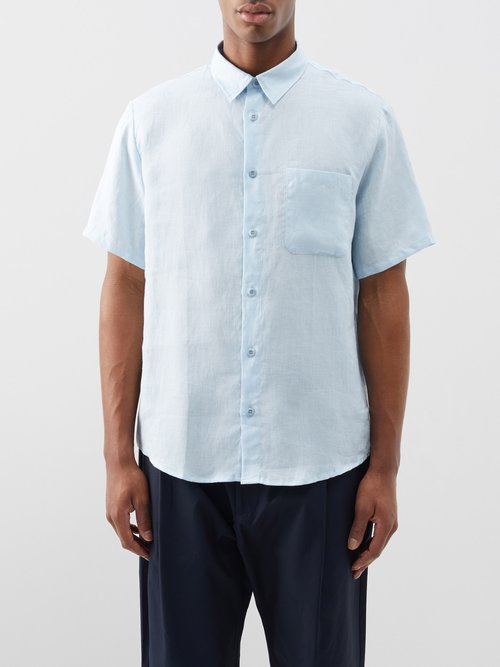 A.P.C. - Bellini Short-sleeved Linen Shirt - Mens - Light Blue