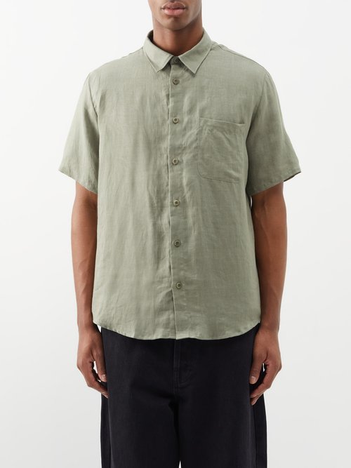A.P.C. - Bellini Linen Shirt - Mens - Khaki