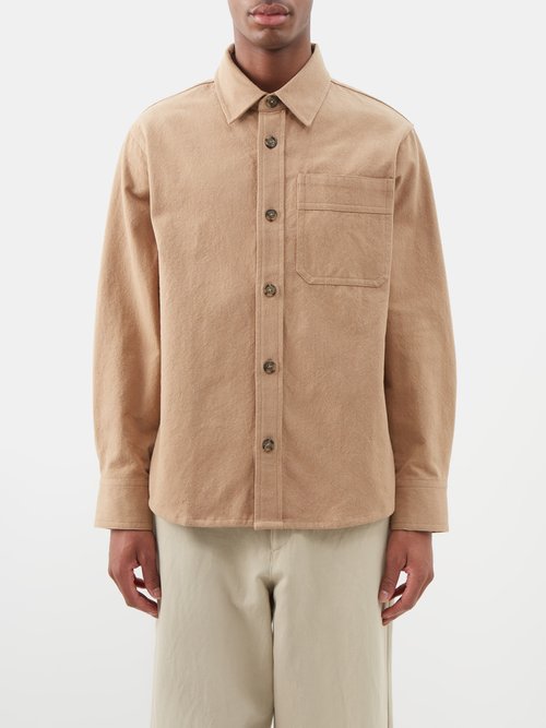 A.P.C. - Basile Patch-pocket Cotton-blend Shirt - Mens - Beige