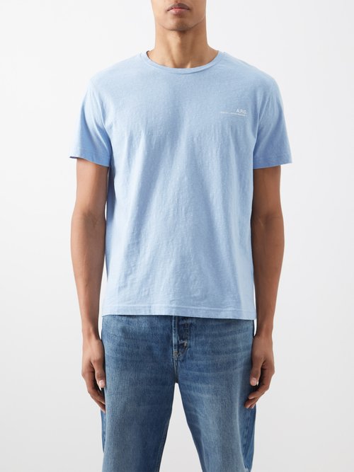 A.P.C. - Item Flecked Cotton-blend Jersey T-shirt - Mens - Blue