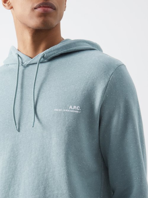 A.p.c. Item Cotton-jersey Hoodie In Green