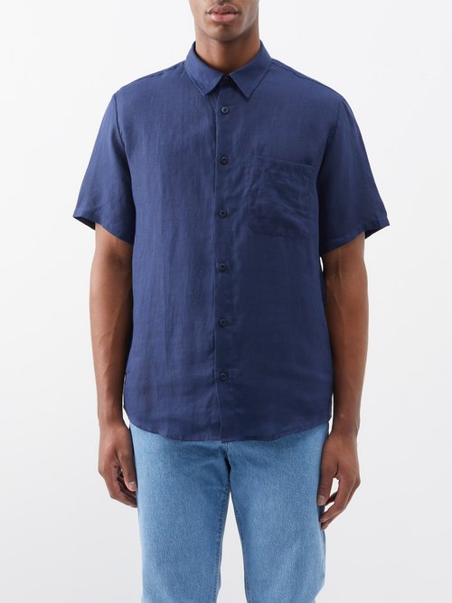 A.P.C. - Bellini Short-sleeved Linen Shirt - Mens - Navy