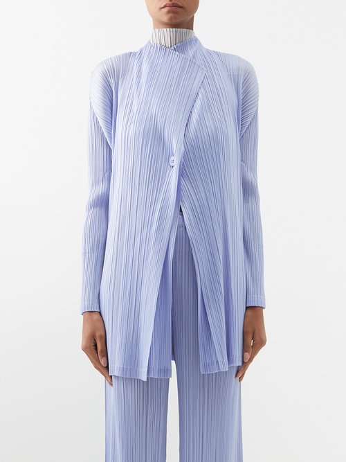 Issey Miyake Technical-pleated Cardigan In Blue