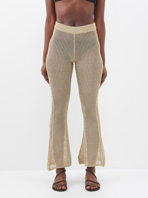 Dodo Bar Or - Patti Lurex-knit Flared Trousers - Womens - Gold