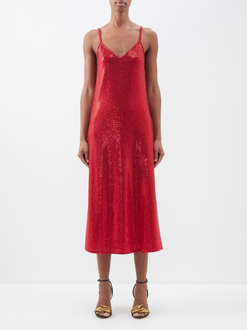 Dodo Bar Or - Lita Rayon Sequined Midi Dress - Womens - Red