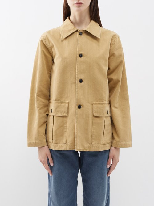 fortela - adrian flap-pocket cotton-canvas jacket womens brown beige
