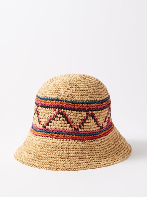 Ruslan Baginskiy Patterned Straw Bucket Hat In Multi