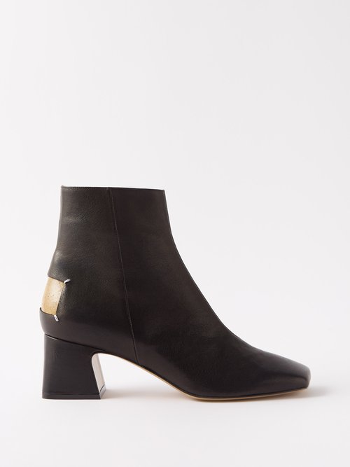 Maison Margiela - Four Stitches Square-toe Leather Ankle Boots - Womens - Black