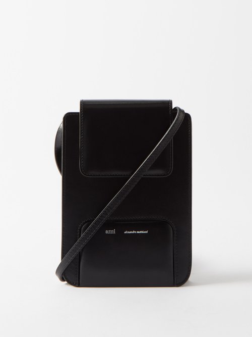 Ami - Ami De Caur-logo Vertical Leather Cross-body Pouch - Mens - Black