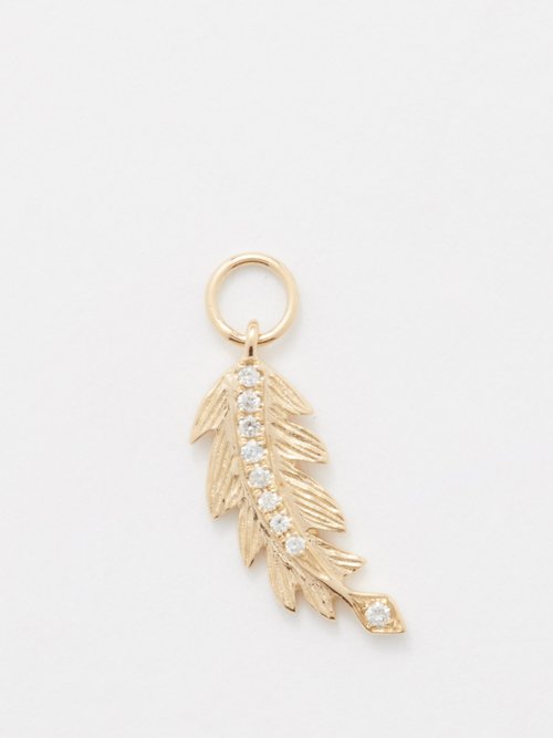 Jacquie Aiche - Feather Diamond & 14kt Gold Charm - Womens - Gold Multi