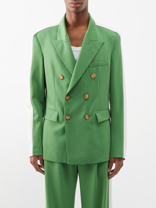 Ahluwalia Grove Double-breasted Tencel Suit Jacket In Green