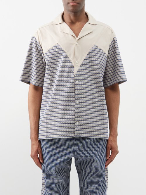 Ahluwalia - Khorba Cotton-blend Short-sleeved Shirt - Mens - Beige