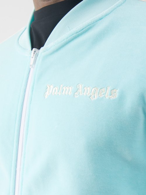 Palm Angels Logo-embroidered Chenille Track Jacket In Blue | ModeSens