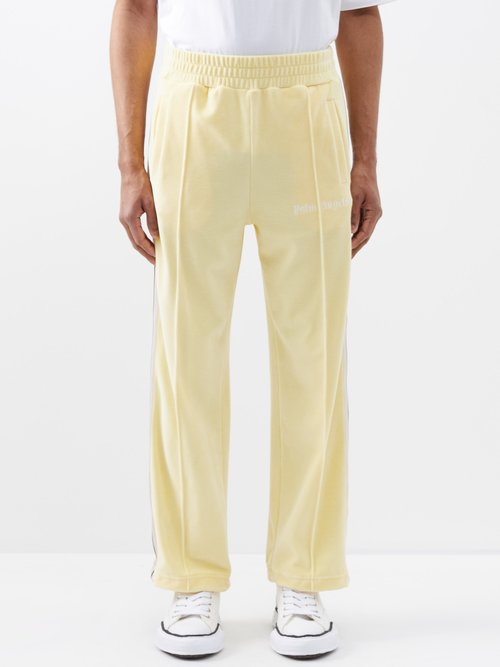 Palm Angels - Logo-embroidered Cotton-blend Terry Track Pants - Mens - Yellow