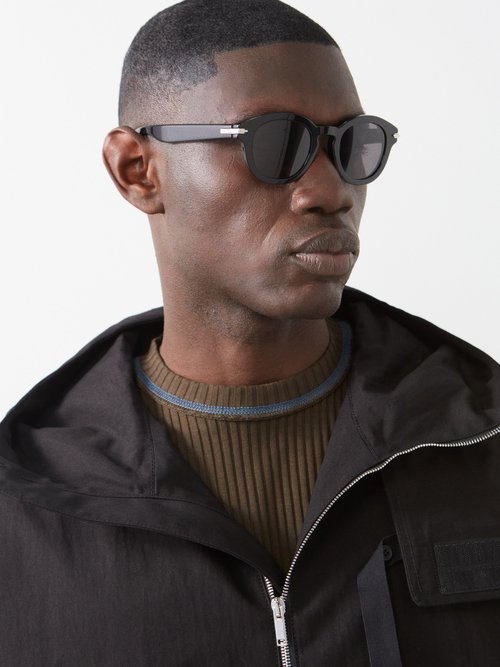 Dior - Diorblacksuit Round Acetate Sunglasses - Mens - Black