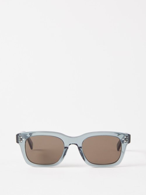 Celine Eyewear - Square Acetate Sunglasses - Mens - Light Green