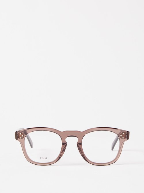 Celine Eyewear - Round Acetate Glasses - Mens - Dark Brown