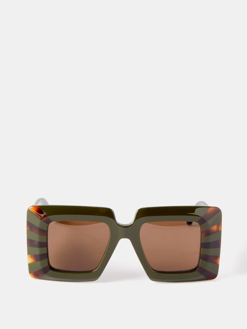 LOEWE Eyewear Oversized Striped Square Acetate Sunglasses