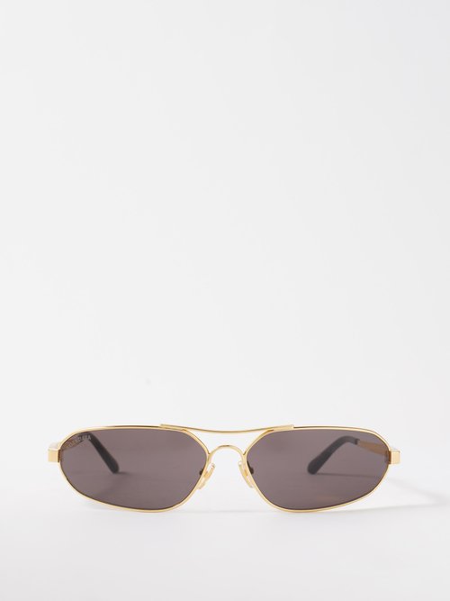 balenciaga eyewear - stretch aviator metal sunglasses mens gold