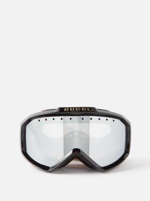 Gucci Logo-jacquard Ski Goggles In Black Green