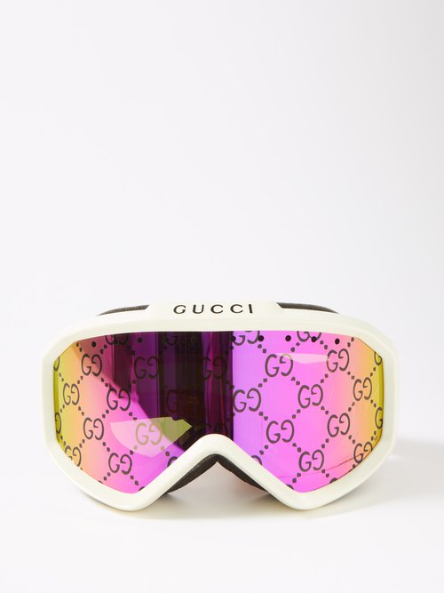 Gucci Logo-print Ski Goggles In Ivory Multi
