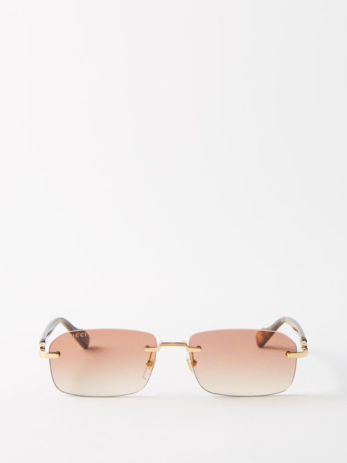 GG Rectangular Sunglasses in Gold - Gucci