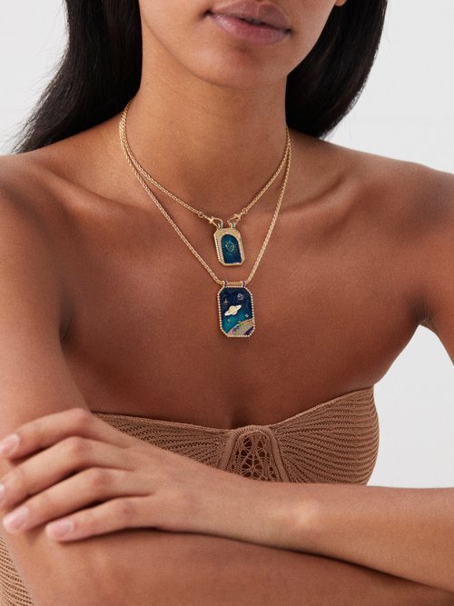 Marie Lichtenberg Believe Diamond, Sapphire & 18kt Gold Necklace