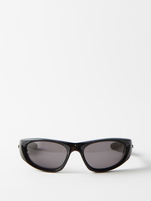 Bottega Veneta Eyewear - D-Frame Wraparound Acetate Sunglasses - Mens - Dark Green