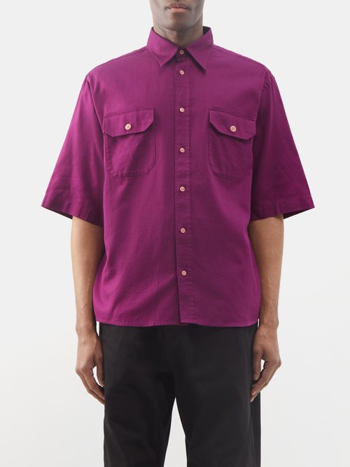 Acne Studios - Samblir Logo-print Cotton Shirt - Mens - Purple