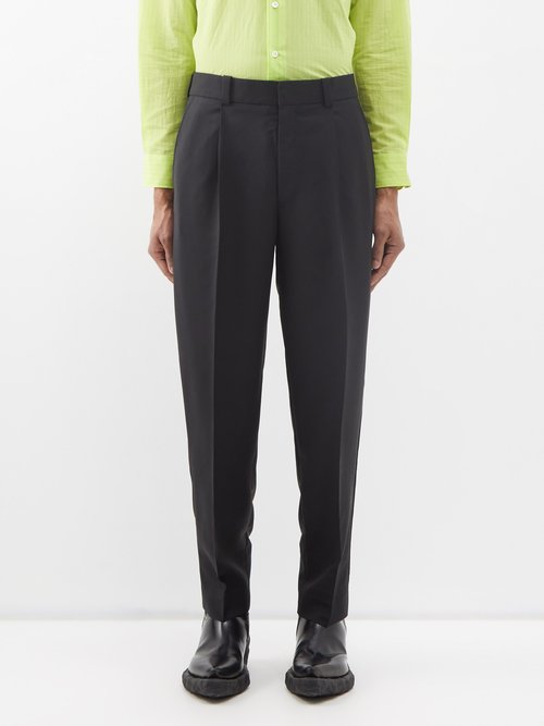 Acne Studios - Porter Pleated Wool-blend Tapered Trousers - Mens - Black