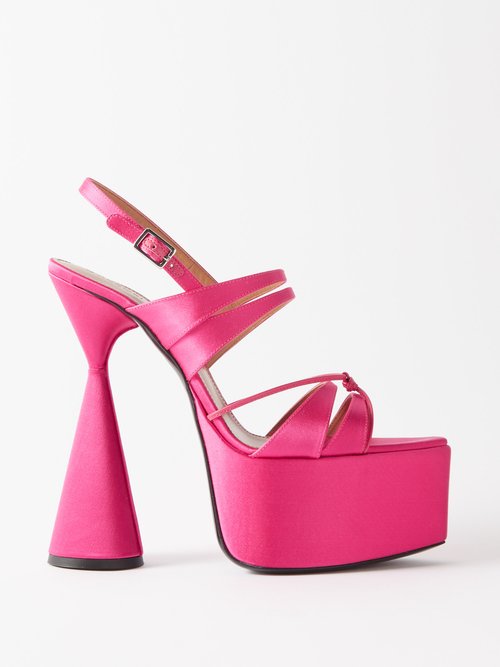 D'accori - Belle 150 Satin Platform Sandals - Womens - Pink