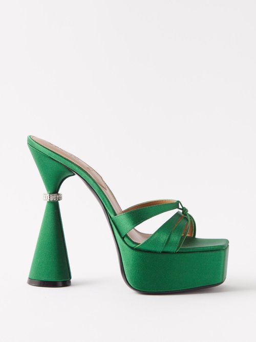 D'accori - Sienna 130 Crystal-embellished Satin Mules - Womens - Emerald