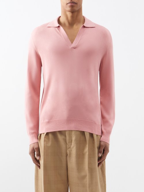 Arch4 Mr Oxford Silk-blend Polo Top In Pink
