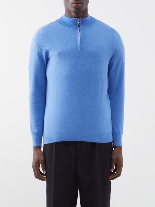 Arch4 Mr Fenchurch Quarter-zip Cashmere Sweater In Blue