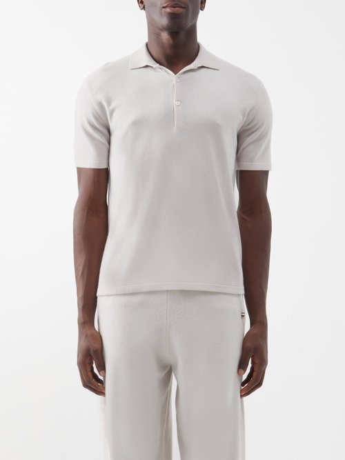 Arch4 Mr Rochester Knitted-cashmere Polo Shirt In Cream