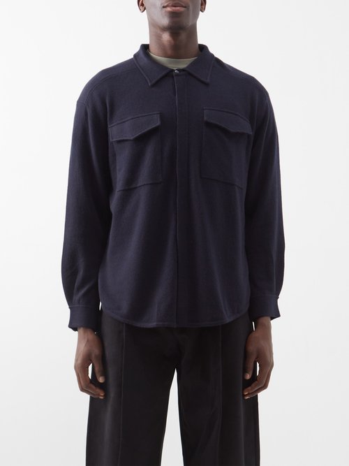 Arch4 London Cashmere Overshirt In Navy