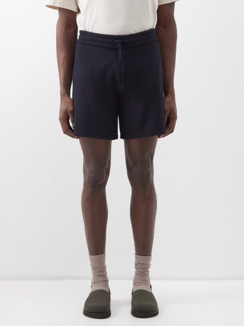 Arch4 Elgood Close Drawstring-waist Cashmere Shorts In Navy
