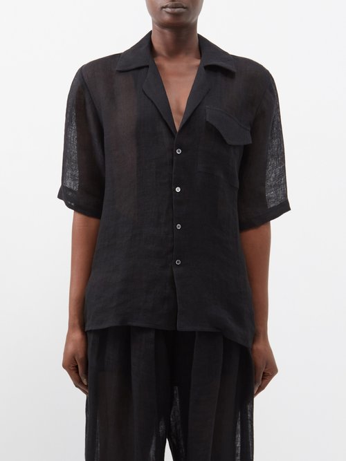 Le Kasha Harris Organic-linen Short-sleeved Shirt