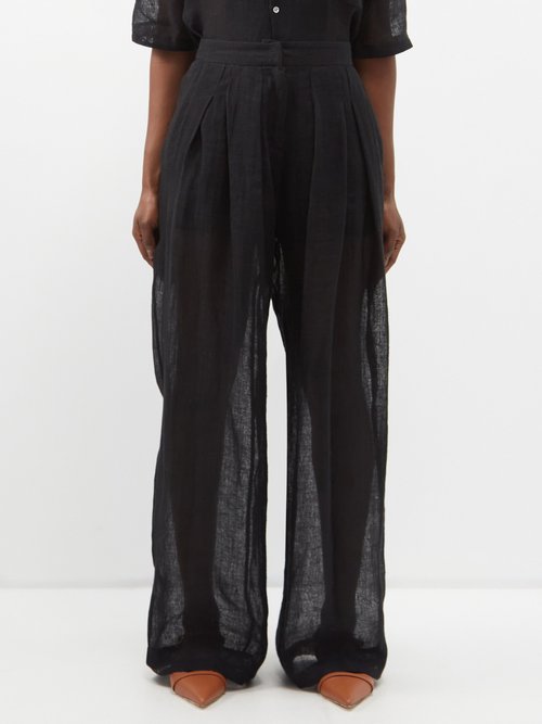 Le Kasha Callani Organic-linen Wide-leg Trousers