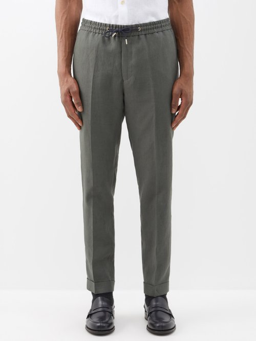 Paul Smith Elasticated-waist Linen Trousers In Multi-colored