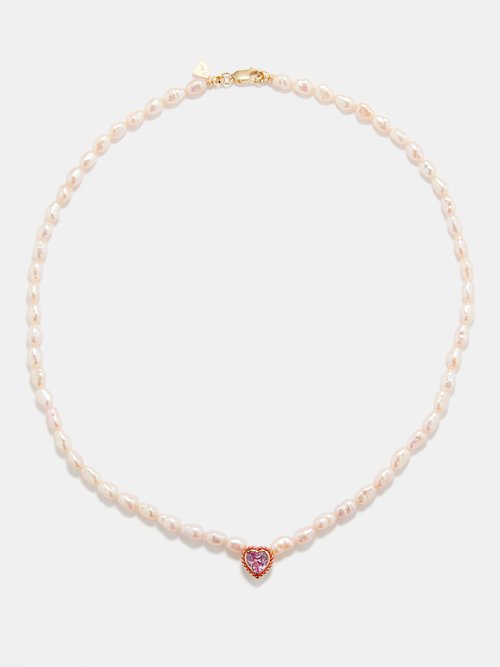 Alison Lou Sapphire, Pearl & 14kt Gold Choker Necklace