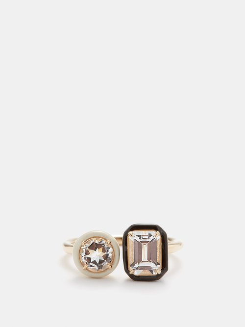 Alison Lou Two-stone Topaz & 14kt Gold Ring