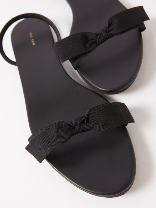 The Row Bow Flat Slingback Sandals In Black | ModeSens