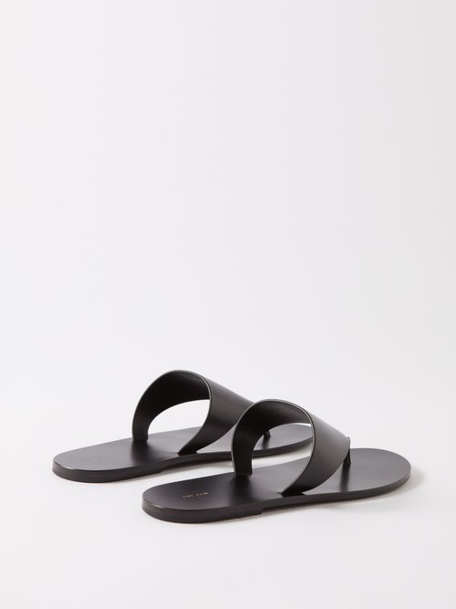 The Row, Avery black leather thong sandals