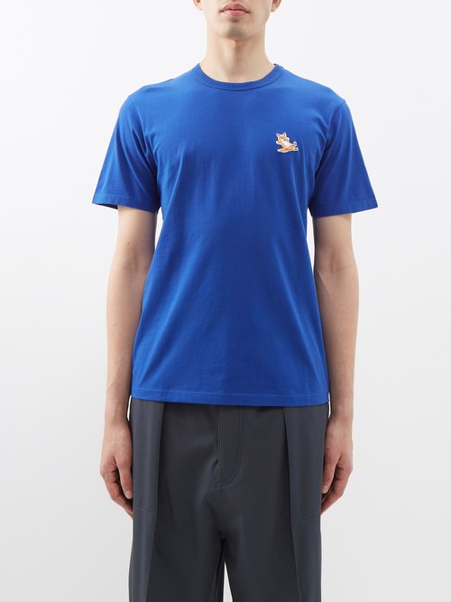 Maison Kitsuné - Chillax Fox Cotton-jersey T-shirt - Mens - Blue