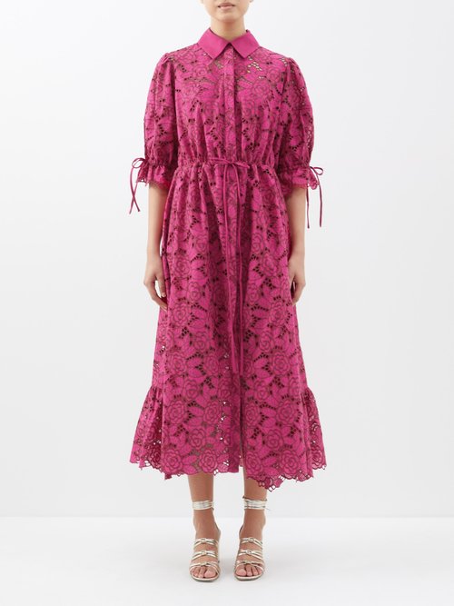 Evi Grintela Judy Floral-guipure Cotton-blend Midi Dress