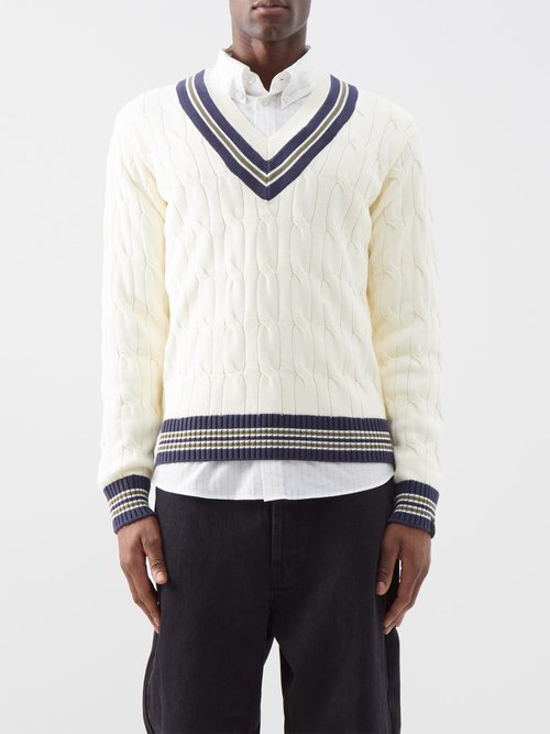 Rag & Bone - Windsor Organic-cotton Cricket Sweater - Mens - Cream Multi