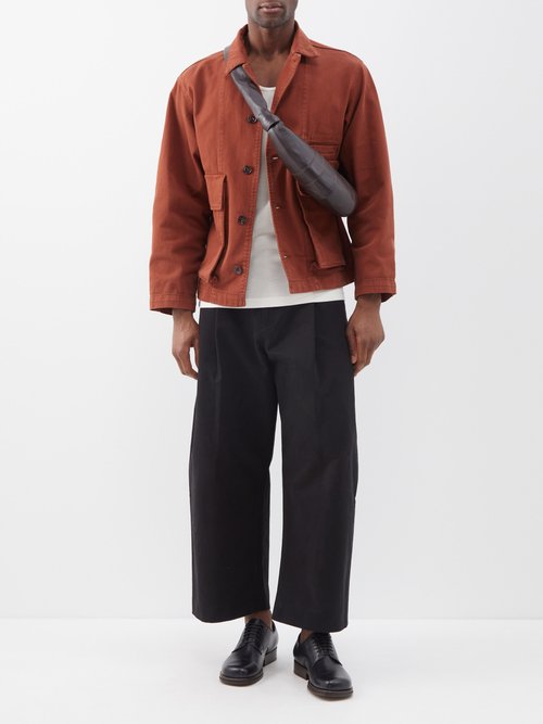 Lemaire - Flap-pocket Garment-dyed Denim Overshirt - Mens - Brown